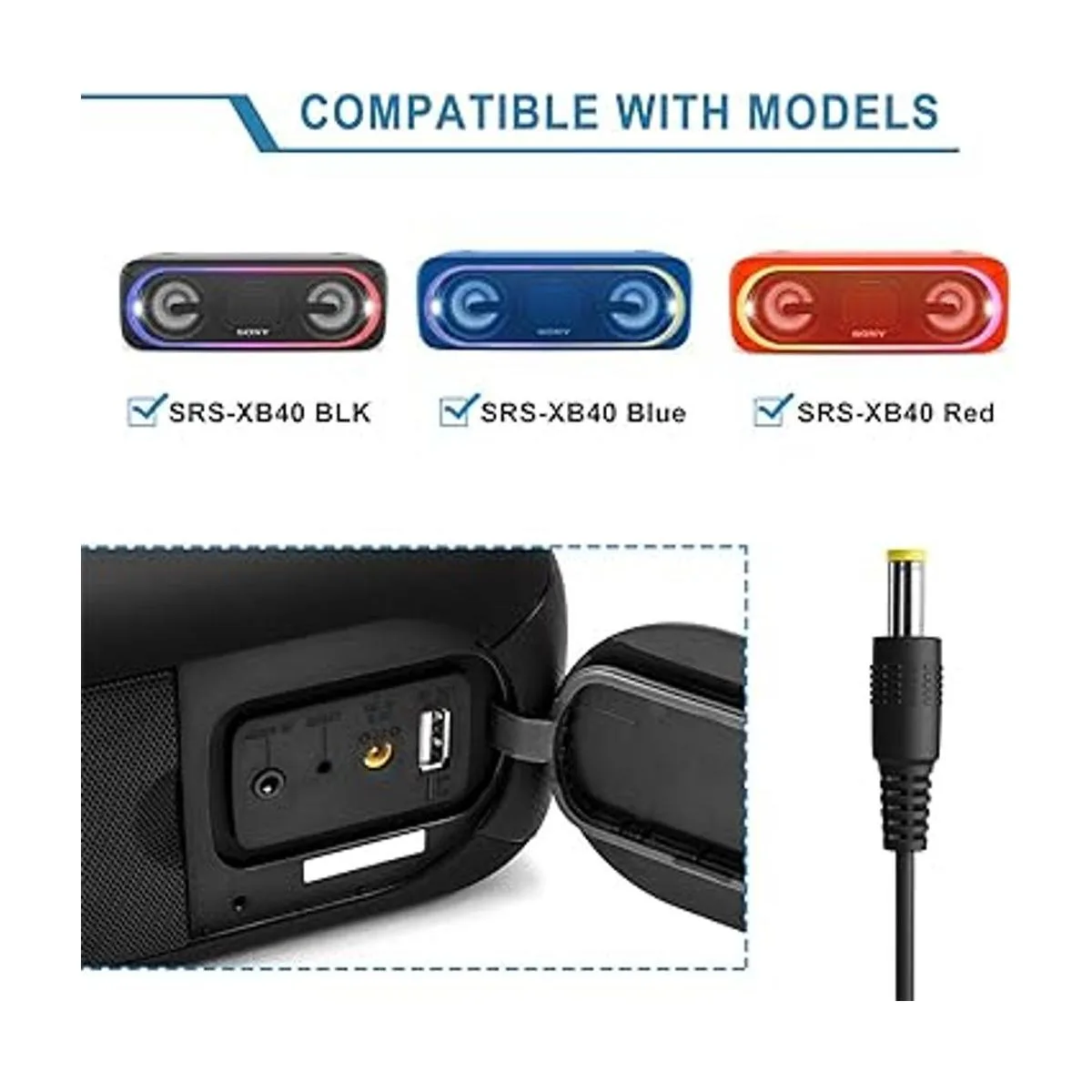 PwrON Adaptador de CA a CC compatible con Sony SRSXB40_4