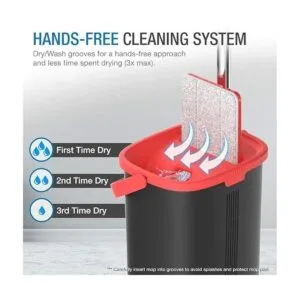 TETHYS Juego de fregona y cubo de piso plano para sistema_2