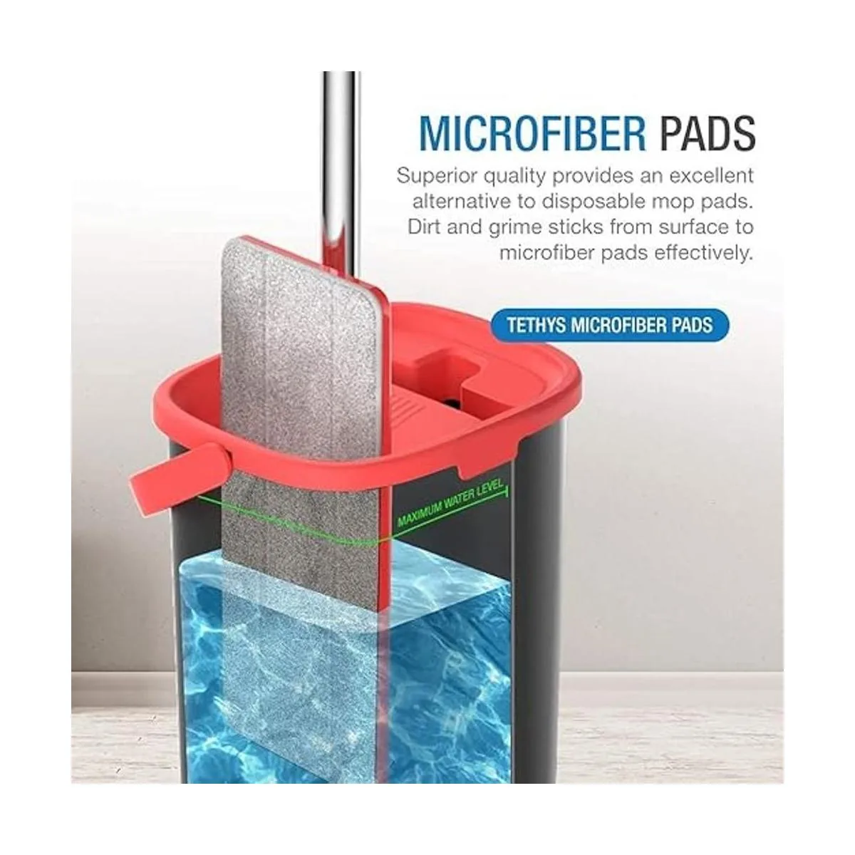 TETHYS Juego de fregona y cubo de piso plano para sistema_3