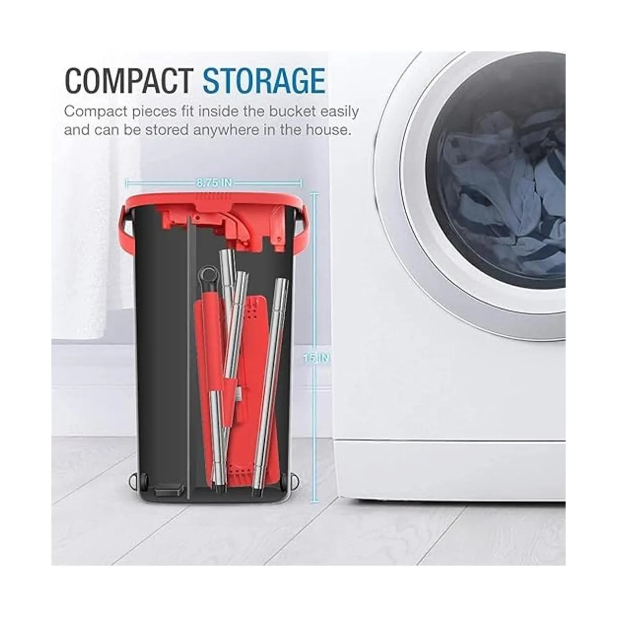 TETHYS Juego de fregona y cubo de piso plano para sistema_6