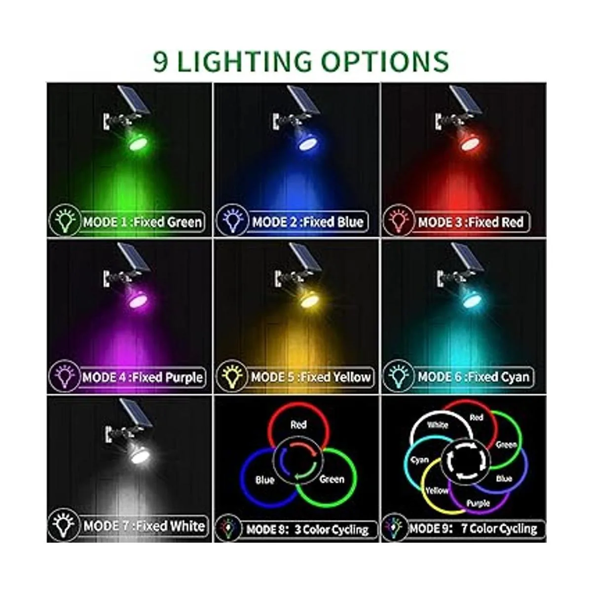 7 luces solares que cambian de color 18 LED para_3