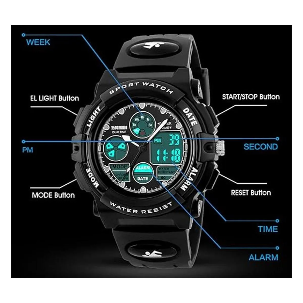 Kids Digital Watch Outdoor Sports 50M Waterproof_5