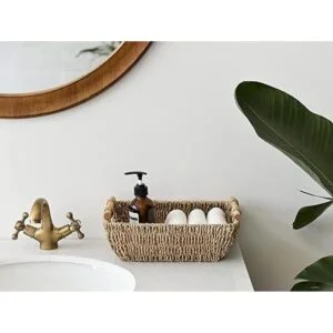 StorageWorks Cestas pequeñas de mimbre tejidas a mano