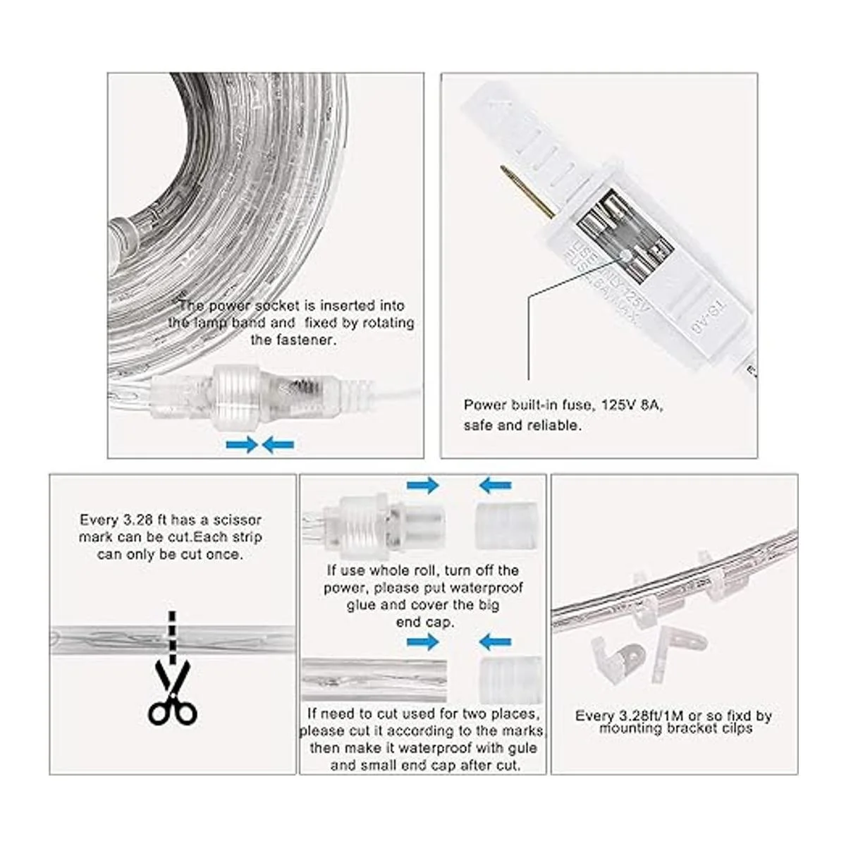 Cuerda de luces LED de 110 V para exteriores impermeable_4