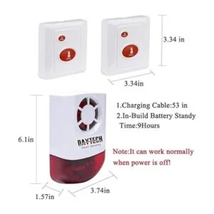 Daytech Sirena estroboscópica con botón de alarma de_6