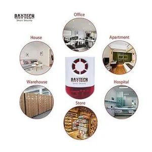 Daytech Sirena estroboscópica con botón de alarma de_3