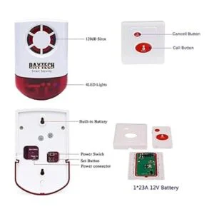 Daytech Sirena estroboscópica con botón de alarma de_5