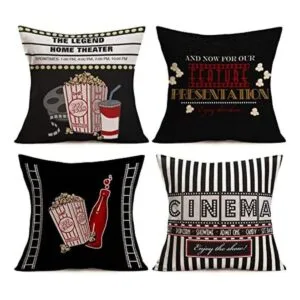 Aremetop Juego de 4 fundas de almohada de lino y algodón