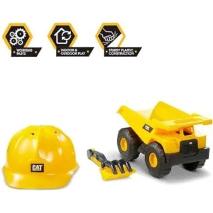 Camión volquete de construcción para gatos con sombrero