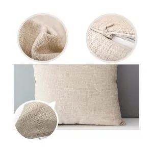 Aremetop Juego de 4 fundas de almohada de lino y algodón