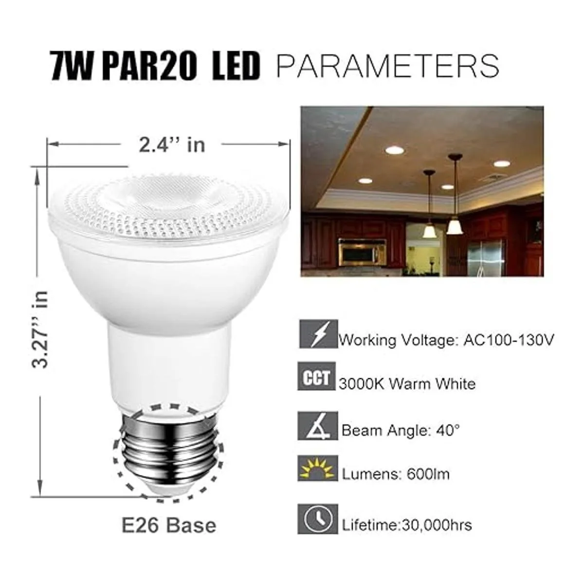 Par20 Bombillas LED 3000K Blanco Cálido Inundación_2