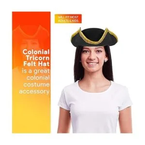 Skeleteen Sombrero colonial de tricornio negro Disfraz de_2