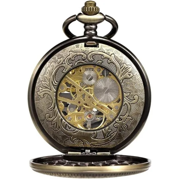 TREEWETO Reloj de bolsillo mecánico con alas de águila_2