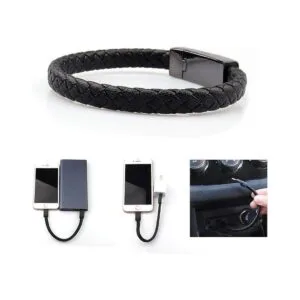 GVUSMIL Pulseras trenzadas de cuero con carga USB para_5