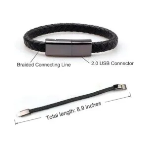 GVUSMIL Pulseras trenzadas de cuero con carga USB para_4