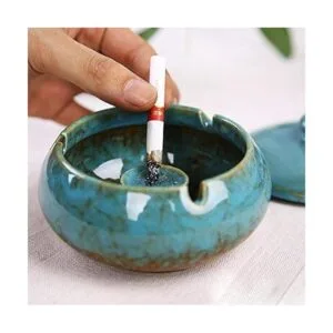 Lependor Cenicero de cerámica con tapas a prueba de_4