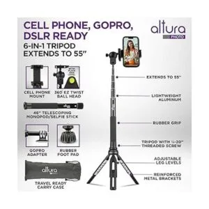 Altura Trípode para teléfono de 55 pulgadas funciona_2