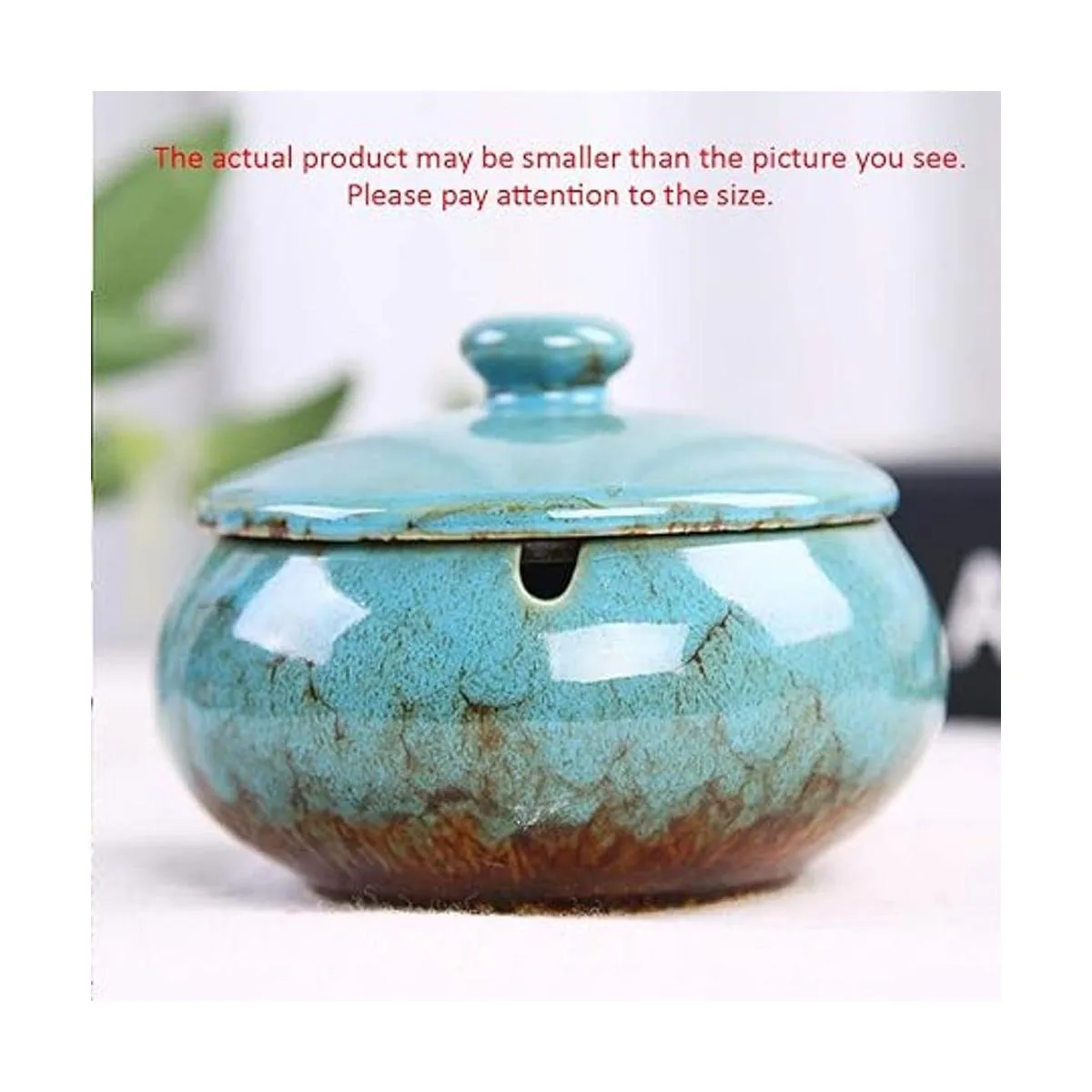 Lependor Cenicero de cerámica con tapas a prueba de_2