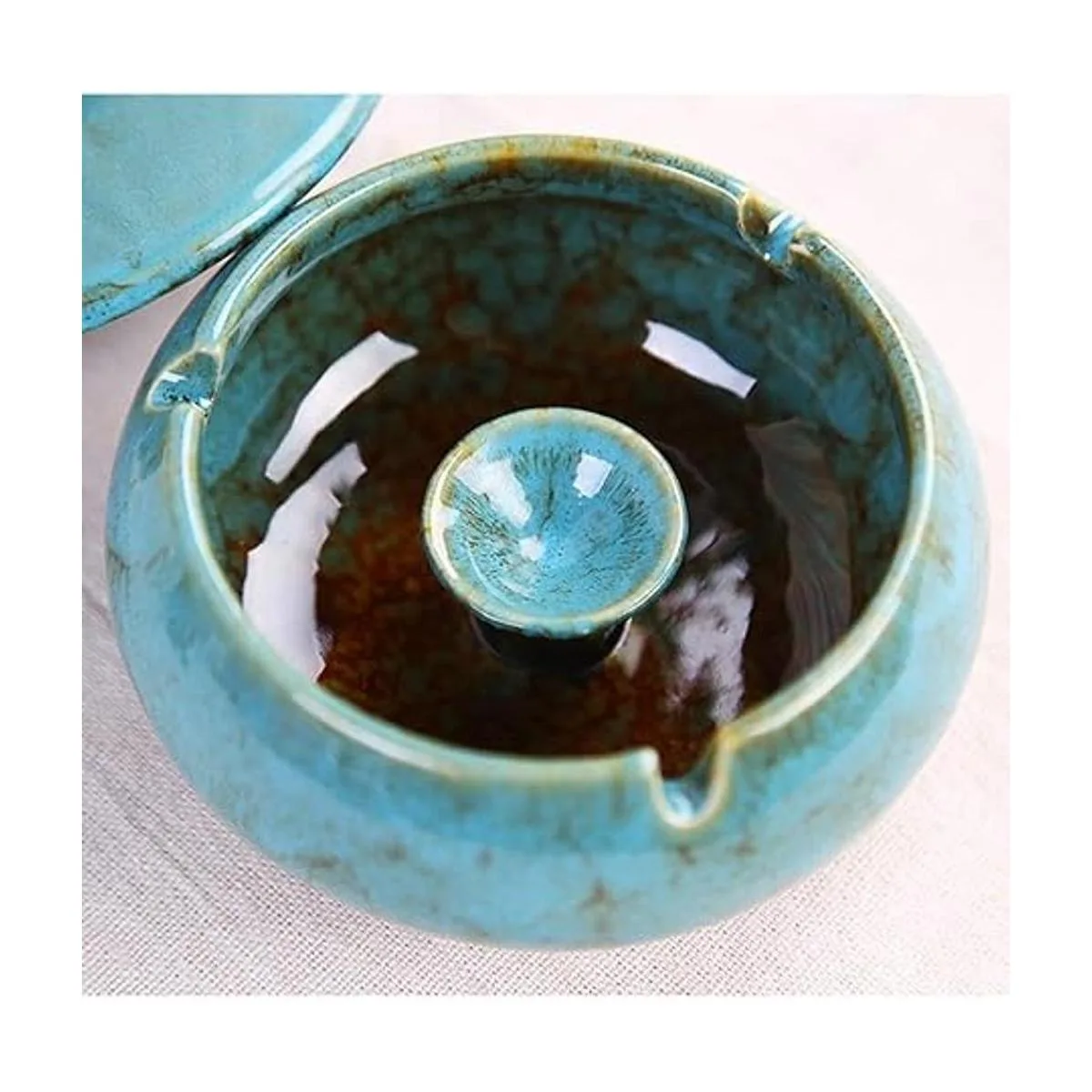 Lependor Cenicero de cerámica con tapas a prueba de_3