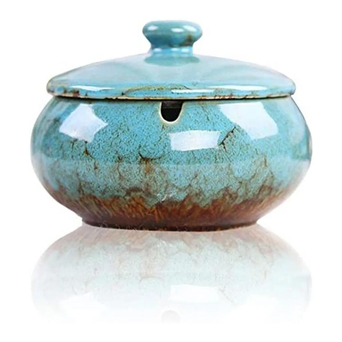 Lependor Cenicero de cerámica con tapas a prueba de_1