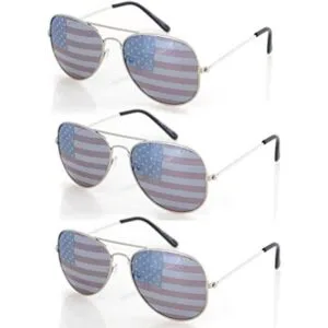 Shaderz USA America Silver Aviator Gafas de sol Gran_1