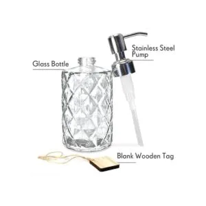 JASAI Diamond Design Dispensador de jabón de vidrio de 12