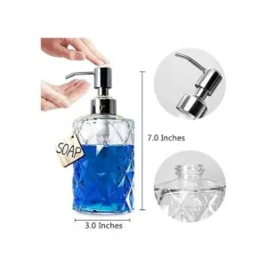 JASAI Diamond Design Dispensador de jabón de vidrio de 12