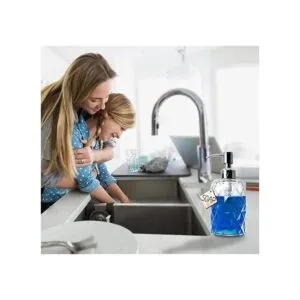 JASAI Diamond Design Dispensador de jabón de vidrio de 12