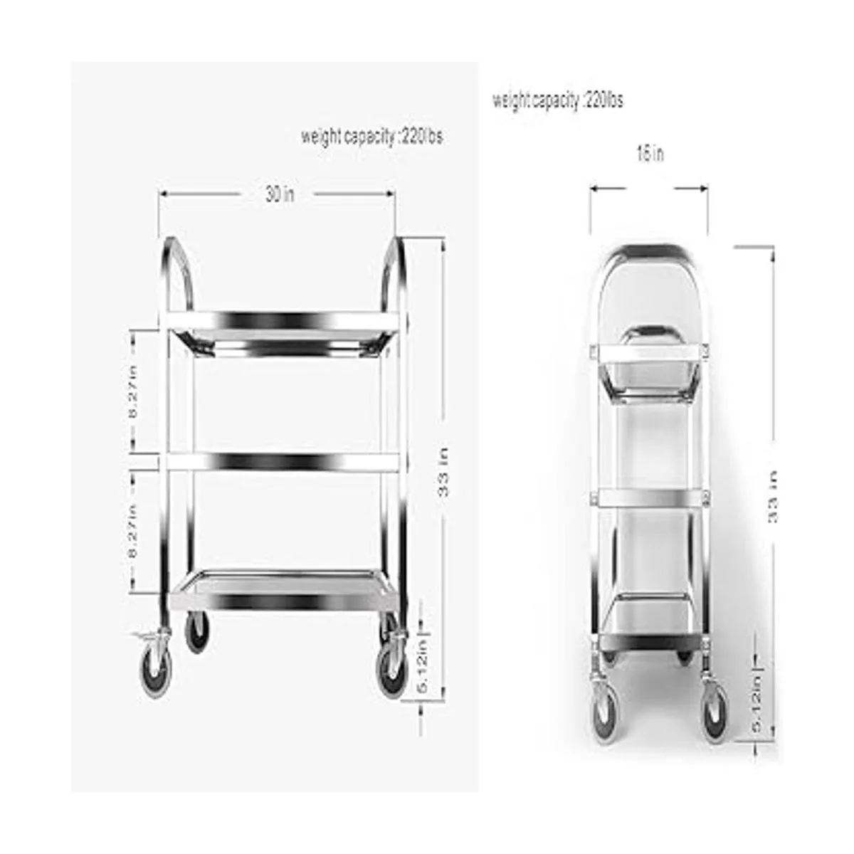 Nisorpa Carrito utilitario de acero inoxidable de 3_2