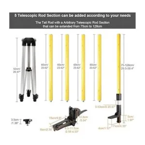 Huepar Poste telescópico de 12.1 ft con soporte láser de