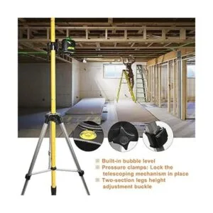 Huepar Poste telescópico de 12.1 ft con soporte láser de