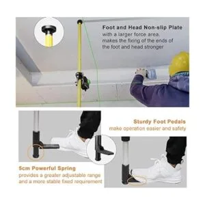 Huepar Poste telescópico de 12.1 ft con soporte láser de