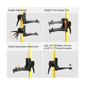 Huepar Poste telescópico de 12.1 ft con soporte láser de