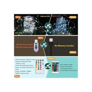 16 luces de hadas multicolor cambiantes alimentadas por