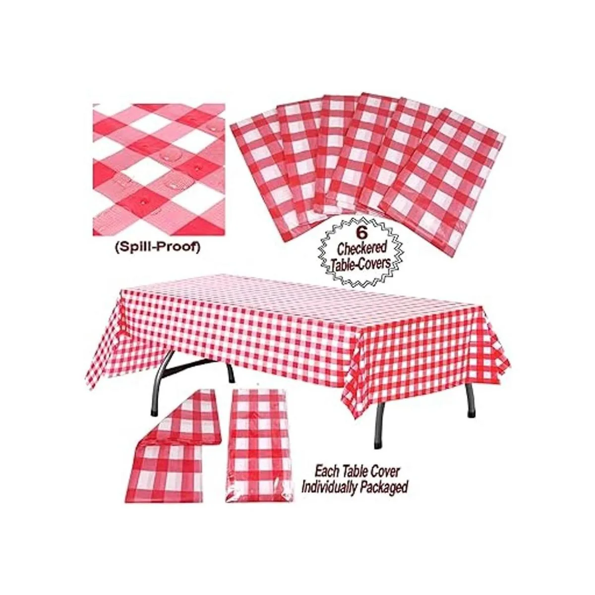 Mantel de plástico a cuadros 6 unidades 54 pulgadas de_3