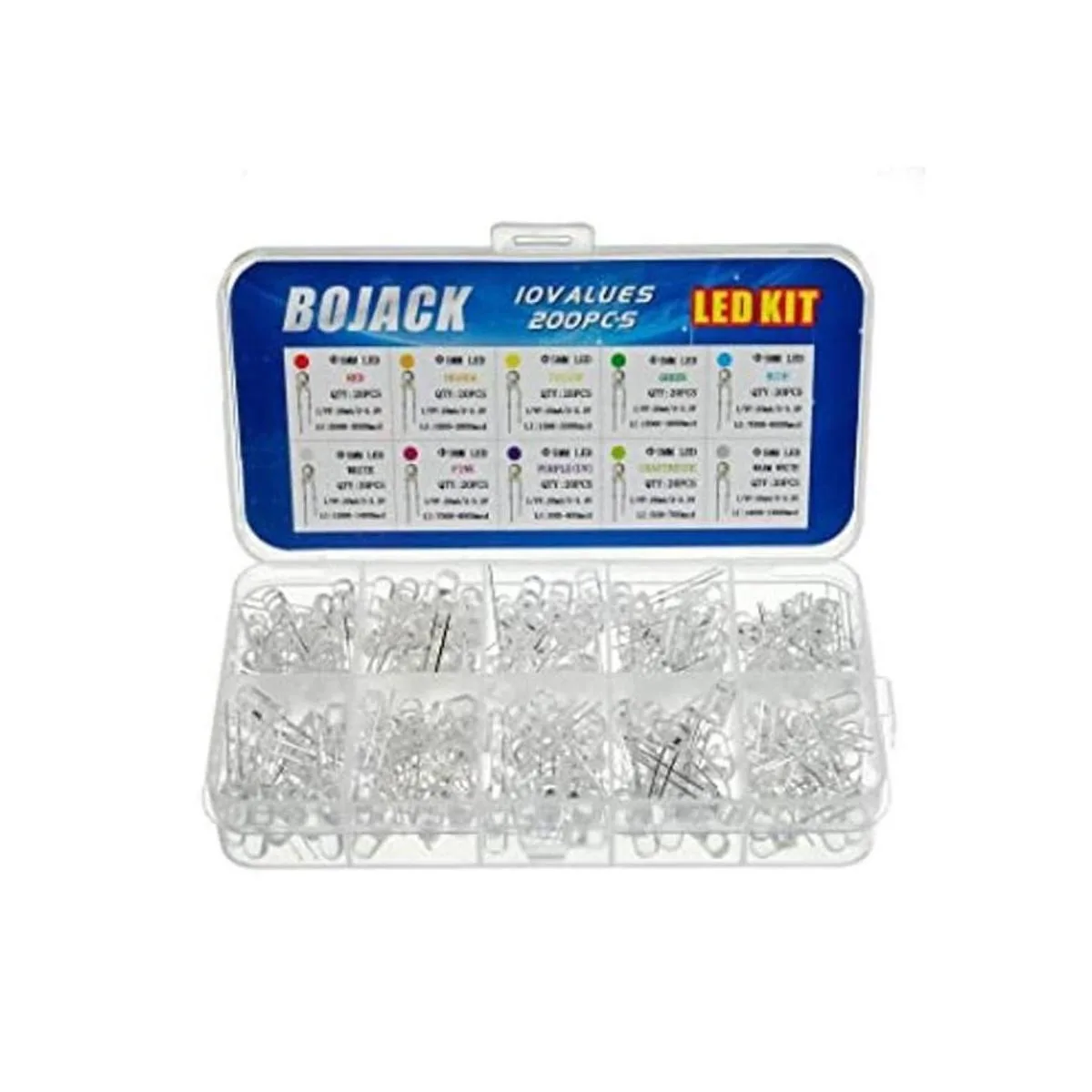 BOJACK Paquete de 10 colores de 200 piezas de luces LED de_1