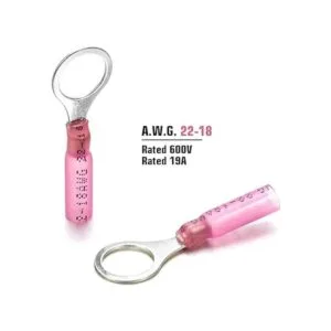 Conectores de anillos con termorretráctiles rojos 2218 AWG