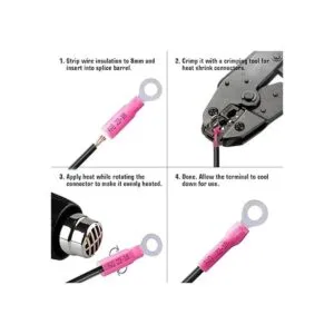 Conectores de anillos con termorretráctiles rojos 2218 AWG