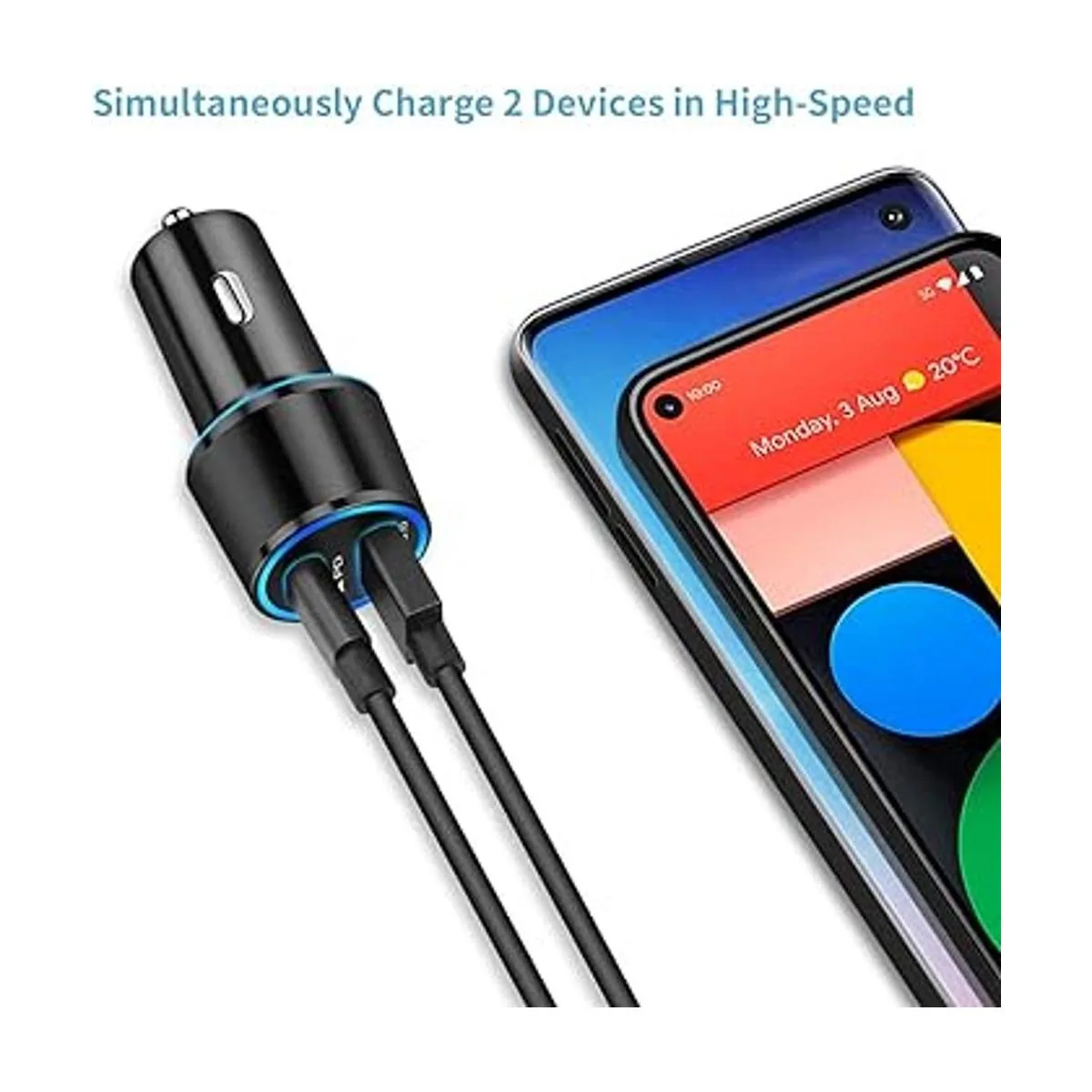 Cargador rápido de coche tipo C compatible con Google_4