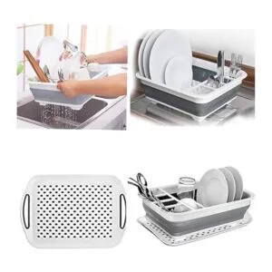 Ahyuan Estante plegable para secar platos con bandeja para