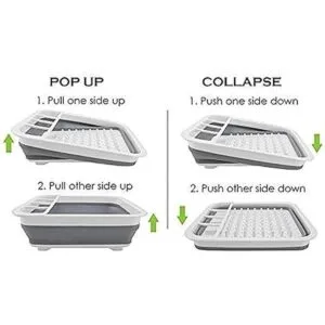 Ahyuan Estante plegable para secar platos con bandeja para
