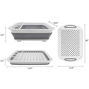 Ahyuan Estante plegable para secar platos con bandeja para
