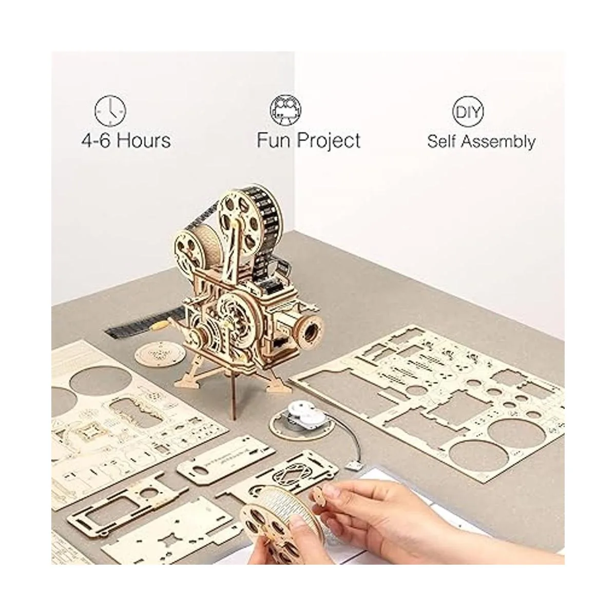 ROKR Rompecabezas 3D de madera kits de modelo mecánico_5