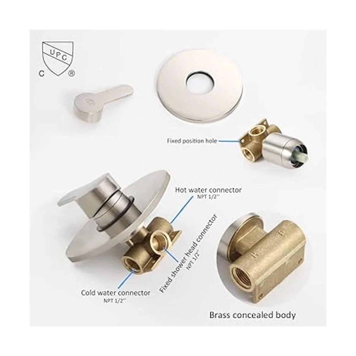 Juego de grifo de ducha de níquel cepillado mezclador de_5