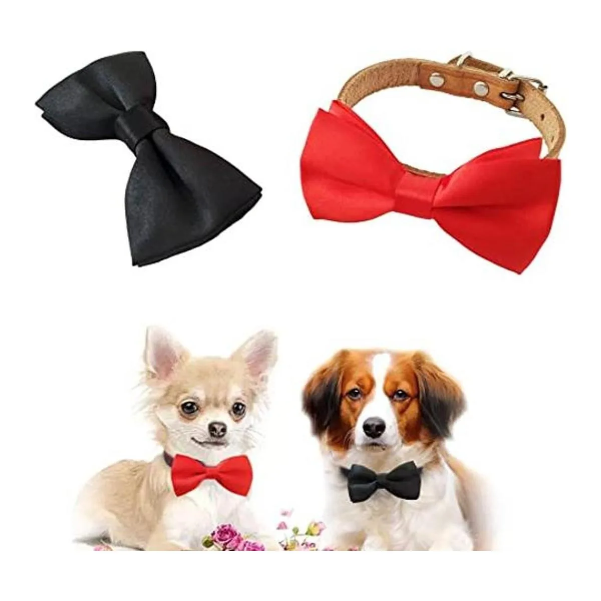 JpGdn 2pcs 3.8x2 Negro Rojo Pequeño Collar de Perros Arcos