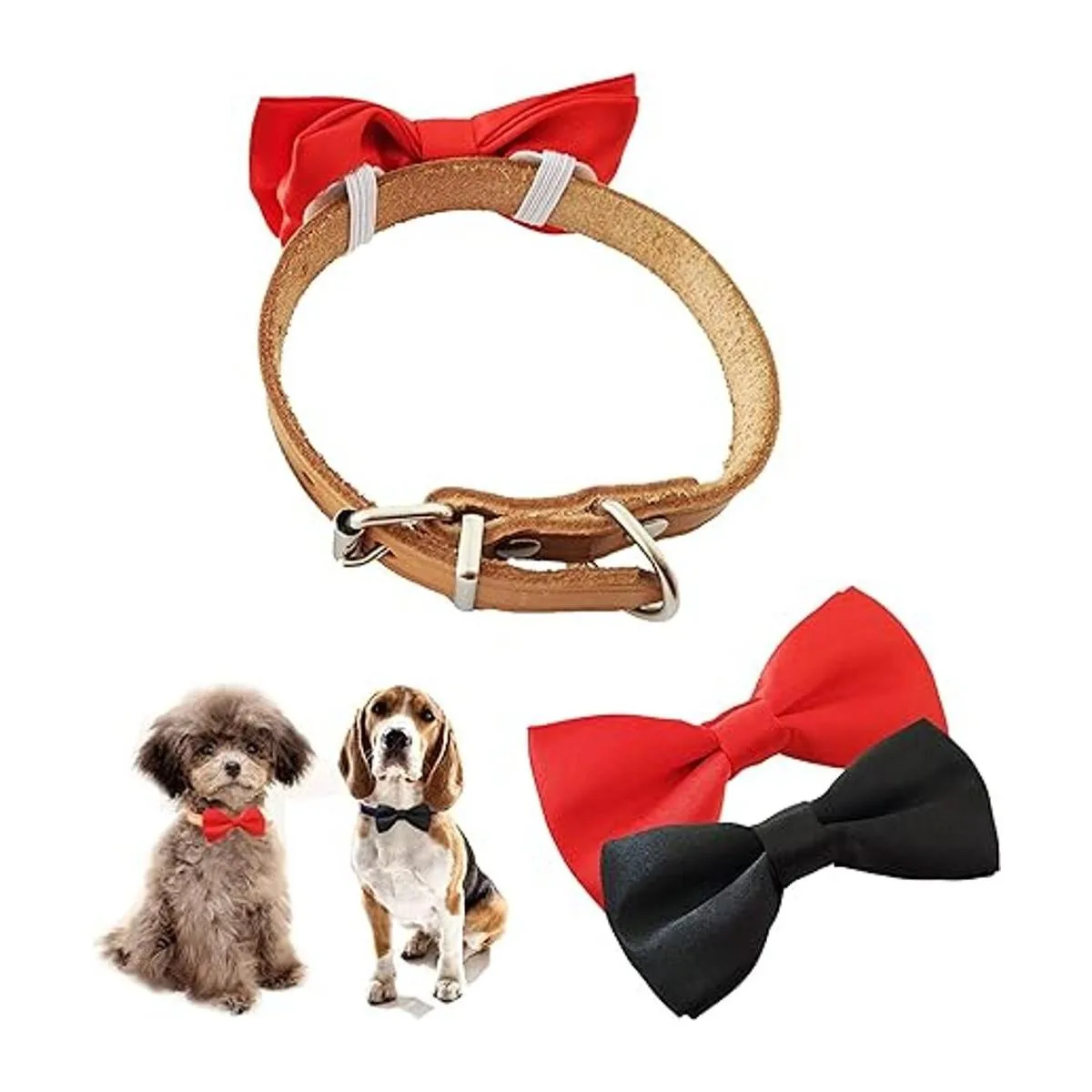 JpGdn 2pcs 3.8x2 Negro Rojo Pequeño Collar de Perros Arcos