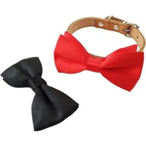 JpGdn 2pcs 3.8x2 Negro Rojo Pequeño Collar de Perros Arcos