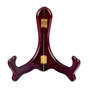 Onwon Soporte de exhibición plegable con acabado de caoba_1