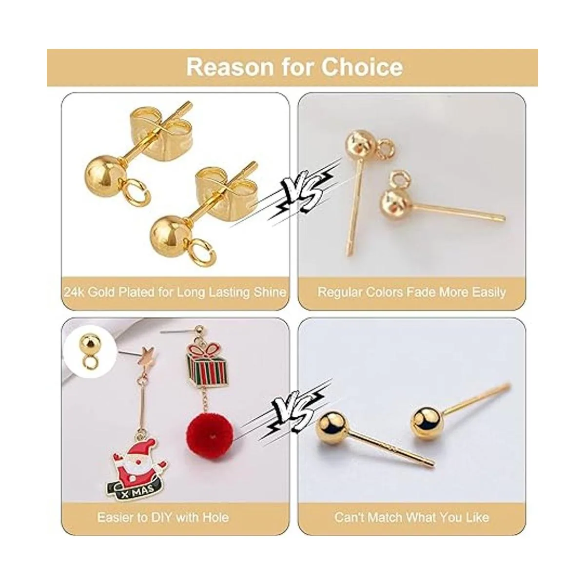 PH PandaHall Juego de 50 pares de aretes de acero_6