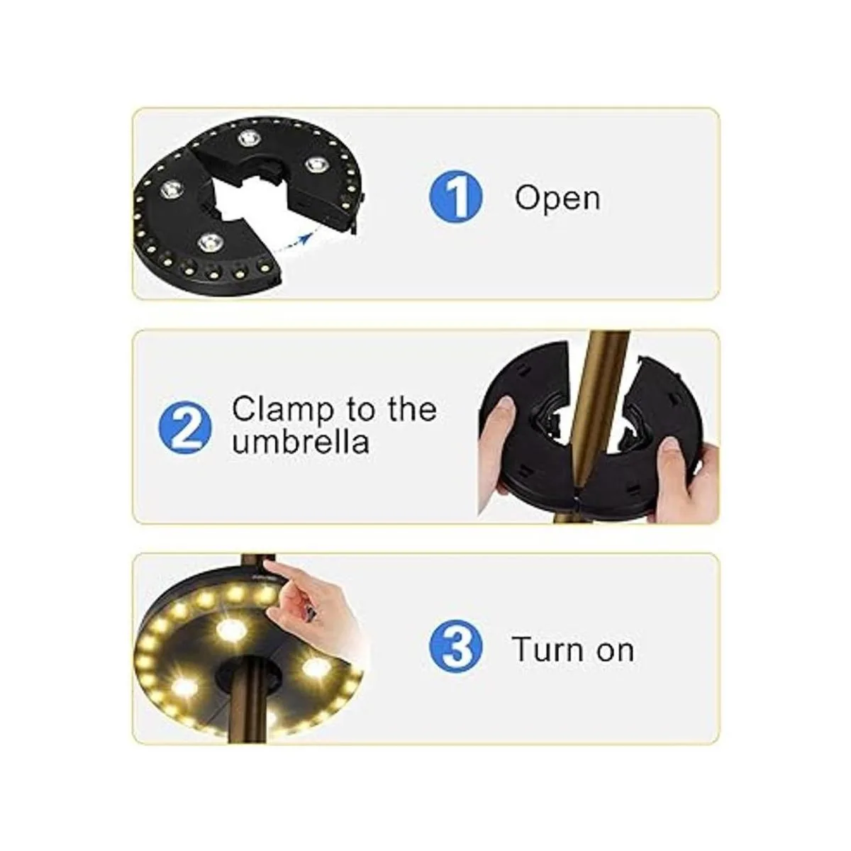 OYOCO Luz blanca cálida para sombrilla de patio 3 modos_2